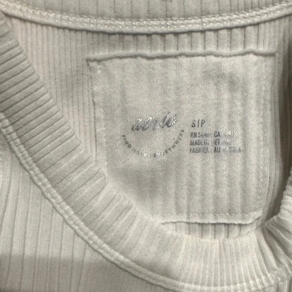 aerie Cream Ribbed Racerback Cropped Tank - Picture 2 of 3